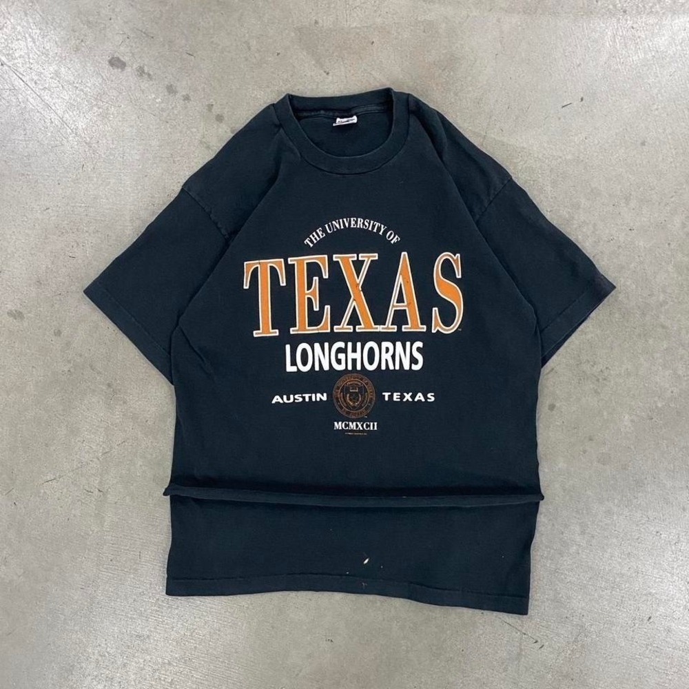 Vintage University of Texas Longhorns 90s Fruit of the Loom Black Tee Shirt XL